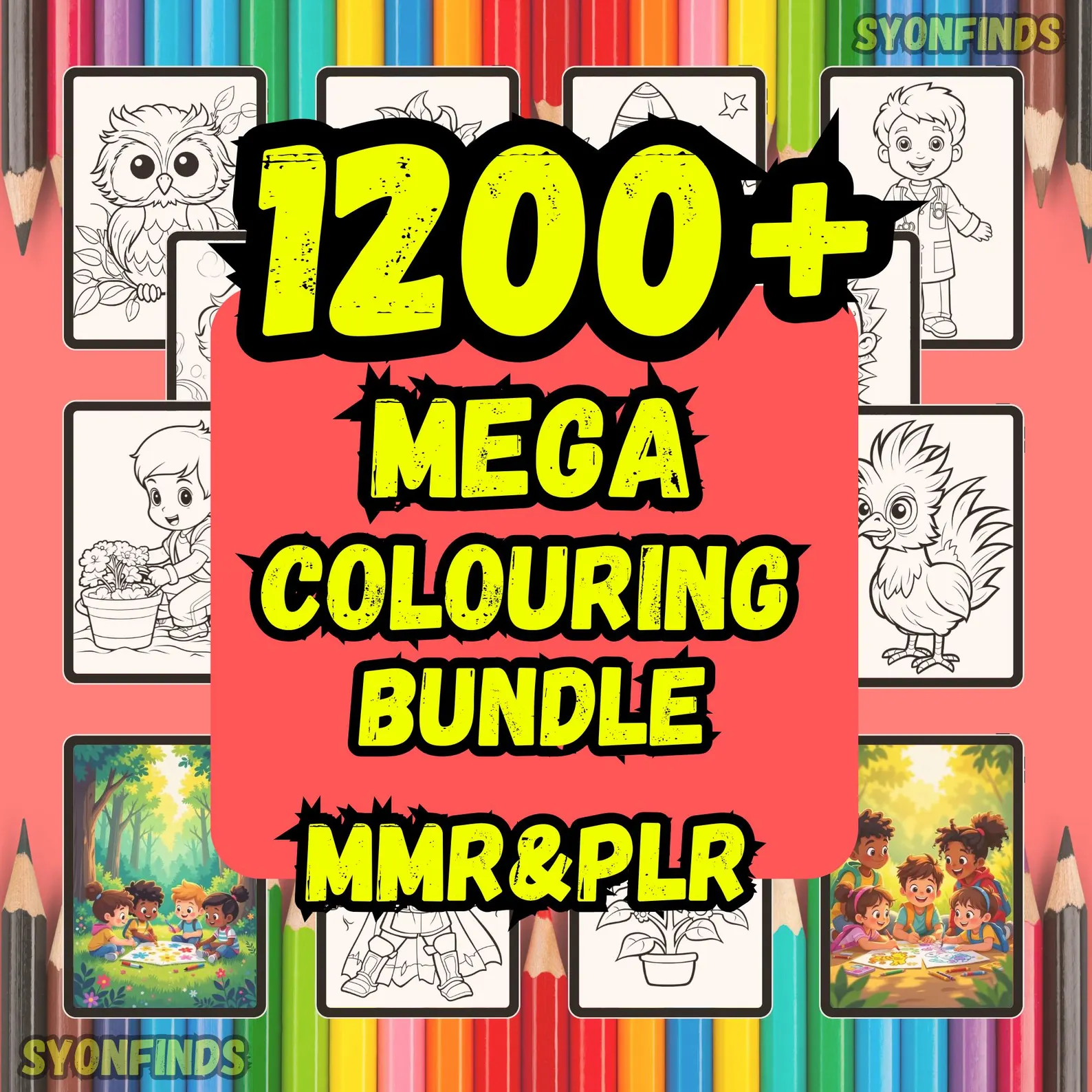 1200+ Coloring Pages Mega Bundle: Kids & Adults